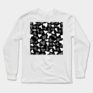 Black Grey White Dairy Cow Print Pattern Long Sleeve T-Shirt